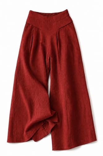 Image of Jawdrobe Women's Pure Cotton Flare Palazzo Pant | Wide Leg Trouser | Casual Office Wear | Relaxed Fit- Semi-Elastic High Waist