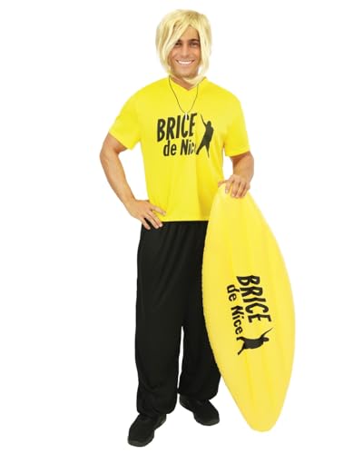 P'TIT Clown - 84948 - Planche Gonflable de Surf - Licence Officielle Brice de Nice™ - Accessoire de Déguisement - Parfait pour Carnaval, Fêtes à Thèmes, Soirées Costumées - Jaune - 46 x 115 cm