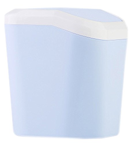 Black Temptation Plastic Desktop Trash Can Waste Can with Lid Car Garbage Can Office Waste Bin # 2, Blue