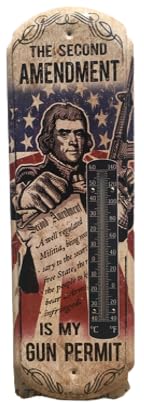 Termómetro de pared de metal calibre 22, litografía de metal, mide 5 x 17 pulgadas, para interiores o exteriores, elige estilo (no me pises)