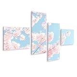 islandburner Bild auf Leinwand Rosa Kirschblüten vor blauem Himmel für Schlafzimmer Romantiker Teegeschäft Bilder Wandbilder Poster