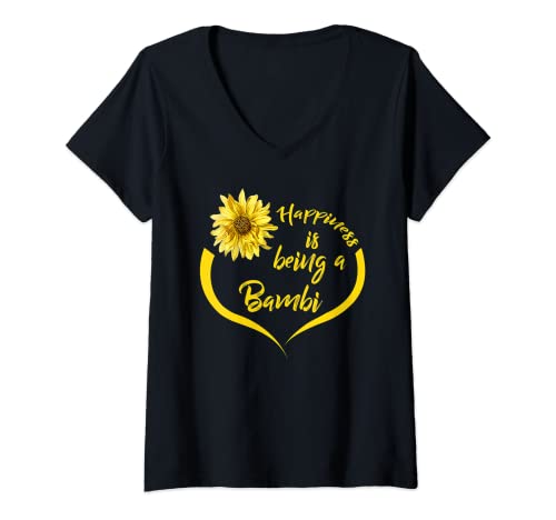 Mujer Regalo de Bambi: La felicidad es ser un Bambi Camiseta Cuello V