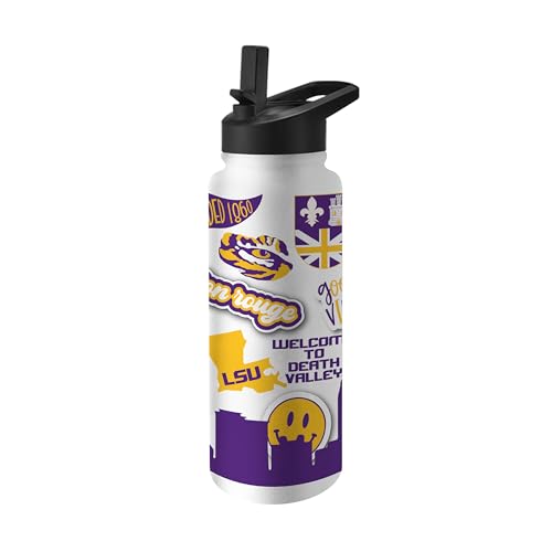 Image of Logo Brands NCAA Native 34 oz Quencher Water Bottle - | Local Icons Design | Double-Wall Insulated| Leak-Proof Lid & Built-In Straw