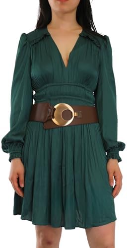 FASHIONGEN Women's wide genuine leather belt with a round cross b...