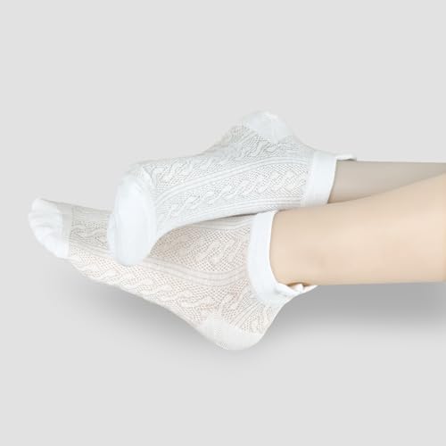 Ultra-Thin Breathable Yoga Socks for Women (3 Pairs) – Cute Bow Knot Pattern, Lightweight Mesh Design, Fits US Sizes 4-9 – Perfect for Yoga, Pilates, Barre, and Dance4