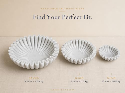 Image of Marble Urli Bowl for Home Decor | Handcrafted Floating Bowl, Decorative Centerpiece for Living Room, Luxury Stone Urli Dish, Pooja Decor & Festive Gift Item (Ruffle Urli /12 Inch)