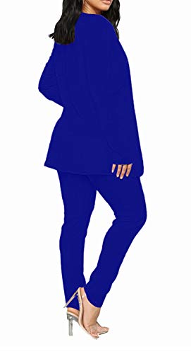 Aro Lora Women's 2 Piece Outfit Casual Solid Open Front Blazer and Pencil Pant Suits Set3