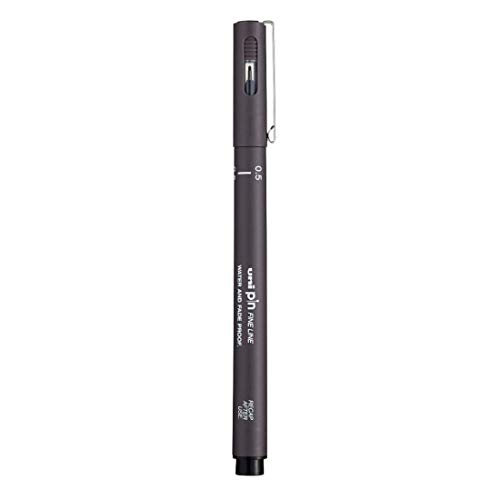 Image of uni-ball PIN-200 0.5 mm Fineliner Drawing Pen, Dark Grey Ink, Pack of 1