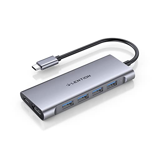 LENTION USB-C Multi-Port Hub with 4K HDMI Output, 100W PD, 4 USB 3.0 5Gbps Compatible 2025-2016 MacBook Pro, New Mac Air & Surface, Chromebook, iPhone 17, More, Stable Driver Adapter (C35, S