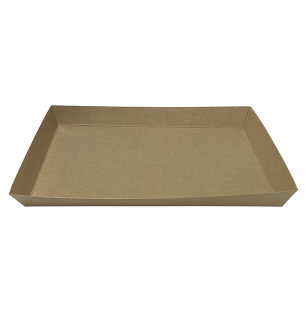 50 Bandeja de Cartón Kraft para Caja con Ventana 33×23 cm | Cartón Antigrasa y Altas Temperaturas | Ideal para Take Away, Panadería y Catering | Pack de 50 Unidades