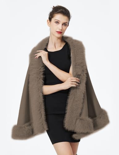 BEAUTELICATE Faux Fur Shawl Wrap Stole Shrug Bridal Winter Wedding with Hook3