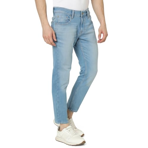 Image of Spykar Men's Kano Slim Fit Mid-Rise Jeans (Ankle Length)