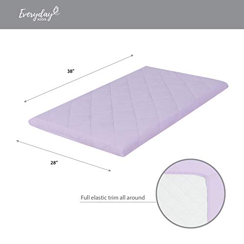 Image of Pastel Lavender Purple Pack n Play Quilted Mattress Sheet - Ultra-Soft, Comfortable Portable Crib Mattress Sheet for Baby Girls; Playpen Mattress or Mini Crib Fitted Sheet with Quilted Top