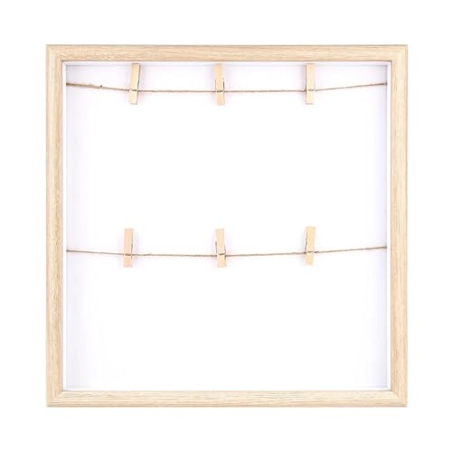 WEOKDFHA Marco De Fotos Marco de fotos pared con pinzas 30 x cm Madera cuerda Estante for colgar postales
