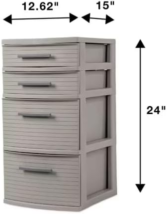 Miniatura 3 de Torre de tejido de 4 cajones, gris oscuro, organizador de almacenamiento de plástico, cajones portátiles de utilidad, almacenamiento universal