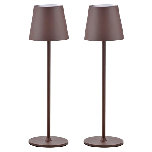 2 lampade dimmerabili LED da tavolo senza fili, ricaricabili, luce calda 3000 K, lampada da tavolo per interni ed esterni, con USB-C, alluminio, IP54, impermeabile, colore nero
