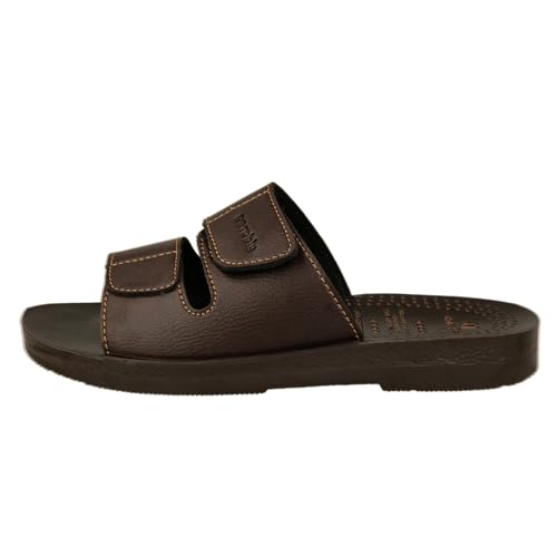 Image of AEROBLU Comfortable Flat Slippers for Men | Dual Adjustable Velcro Strap | Anti SKid & Lightweight Slip-On Flats for Indoor & Outdoor use