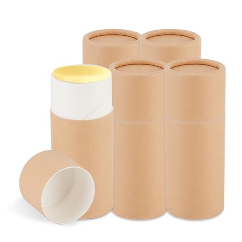 NICENEEDED 5 Pieza de Envases de Cartón para Desodorante, Tubos de Cartón Kraft Vacíos Tubos Tipo Push-Up Envases de Bálsamo Labial