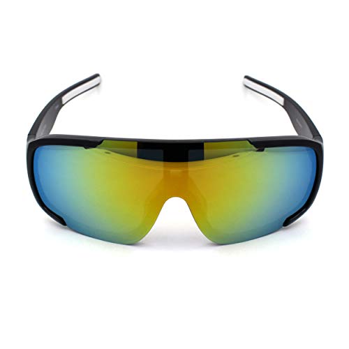 Kush Mens Exposed Mirror Lens Racer Shield Plastic Sunglasses2