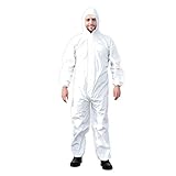 Ever Ready First Aid Disposable Microporous Coated Coverall Suit with Elastic Wrists, Elastic Ankles, Elastic Waist And Hood Unisex Garment Excellent Air Permeability And Water Repellency - XLarge