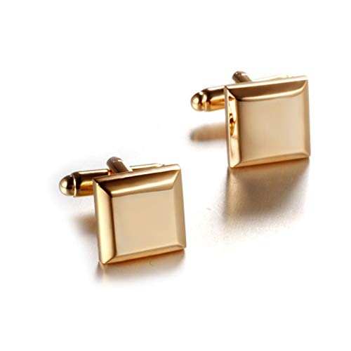 Mancuernillas cuadradas doradas para hombre KnBoB