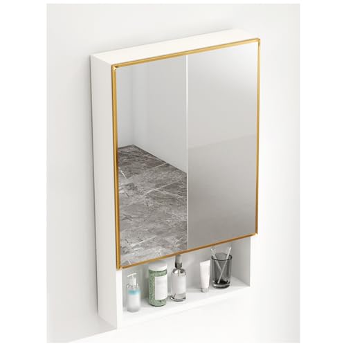Espejo de baño Pequeño gabinete de farmacia de baño con espejo, organizador de gabinete de baño, armario de espejo de inodoro, espejo de almacenamiento de baño con puerta
