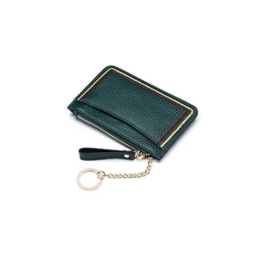 Women's Portable Genuine Leather Coin Purse Business ID Card Credit Card Holder Wallet (Green)