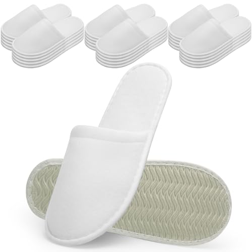 50 Pairs Hotel Slippers Bulk Disposable Heavy Duty Non Slip White Travel Slippers for Home Hospital Flights Parties Hotel Spa Guests