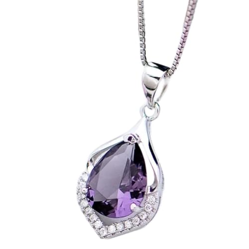 Collier améthyste argent sterling 925 ras du cou serti d'une pierre précieuse