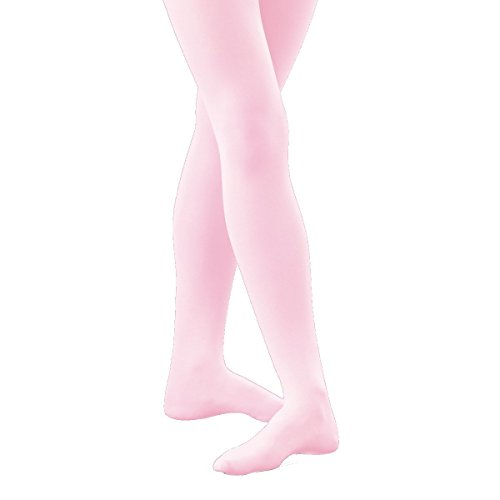 Girls' Opaque Microfiber Dance Stockings Uniform Footed Tights Pink 4-6