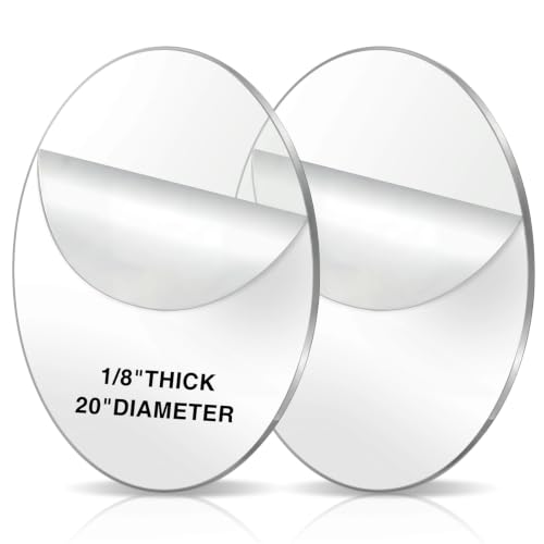Image of Gisafai 2 Pcs 20 Inch Large Clear Acrylic Round Disc, 1 /8 Inch Thick Glass Circle Sheets with Protective Film, Transparent Acrylic Panels for DIY Projects, Crafts, Cake Displays and Tabletop
