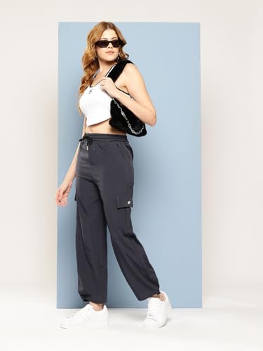 Image of Aarika Womens Casual Wear Black Colour Solid Crep Cargo Pant