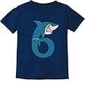 TeeStars - 6th Birthday Shark Party Gift for Six Years Old Toddler Kids T-Shirt 5/6 Navy