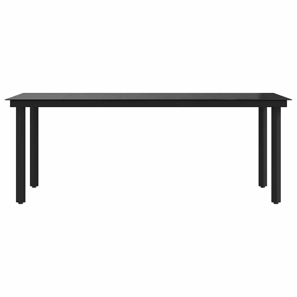 vidaXL Tavolo da Pranzo da Giardino Nero 200x100x74 cm Acciaio e Vetro