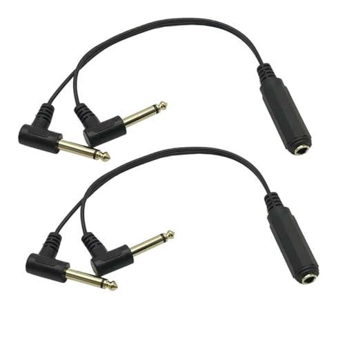 Evita daños en puertos con el cable divisor estéreo de 6.35 mm hembra a doble TS macho a 90 grados
