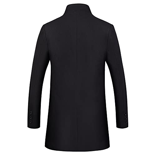 Image of WULFUL Men Wool Trench Coat Slim Fit Winter Coat