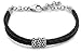 Handmade Cuff Braided Black Genuine Leather Bracelet For men Set With 3 Silver Plated Beads By Galis Jewelry - Beaded bracelet For men - FITS 7"-7.75" WRIST SIZE