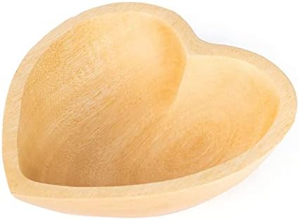 6" Dia Heart Shaped Bowl - Functional and Collectible Bowl - Handcrafted Wooden Bowl for Serving Candy Nuts Desserts Fruits or Accent Decor Gift for Any Occasion - 6" Natural