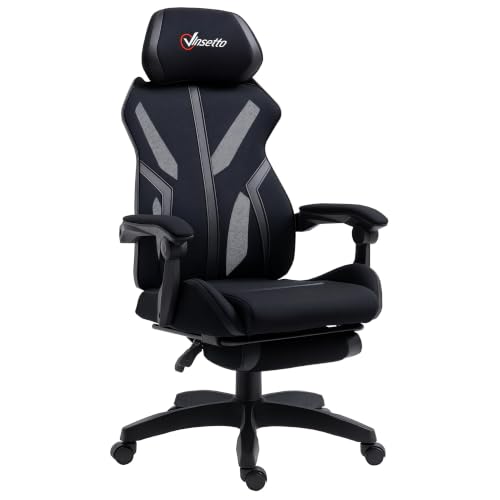 Vinsetto Silla Gaming con Reposapiés Retráctil 65x65x119-129 cm Negro