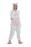 Kauson Unisex Einhorn Pyjamas Onesie Karton Animal Cosplay Fasching Kostüm Warm Gefüttert Body Overall Tier Nachtwäsche Kigurumi Karneval Halloween Weihnachten Xmas Pyjamas Sleepwear