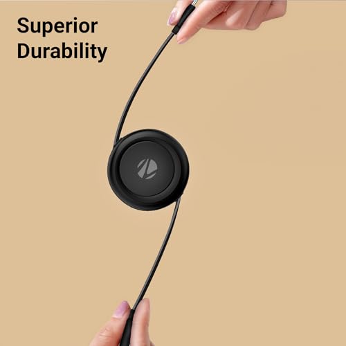 Image of Zebronics Type C - Type C Retractable Cable, 60 Watts, Upto 480Mbps Data Sync, Fast Charging, 1 M, Compatible with iPhone 15 & 16 Series, iPad, MacBook, Samsung, Android (Wattz 60RCC1, Black)