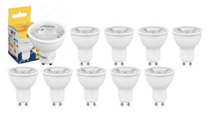 Juego de 10 bombillas LED GU10 6 W 580 lm 4000 K luz blanca Cover