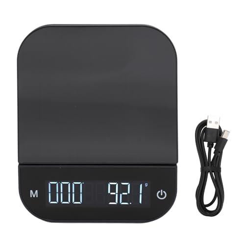 Báscula digital de 0,1 g a 6,6 lb, báscula de café con LED Di, función de tara de control T, sincronización automática para cocinar en casa, hornear y café g, ABS l con USB/batería