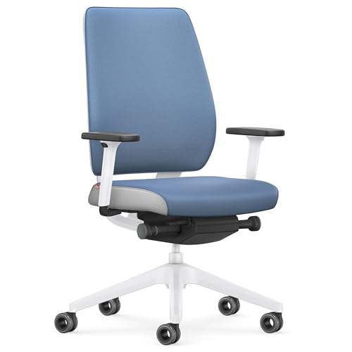 Interstuhl Joyce Interior Edition - ergonomischer Bürostuhl - Schreibtischstuhl mit Synchromechanik - verstellbare Rückenlehne und Lordose - Designer-Rollen (Blau | Weiß)