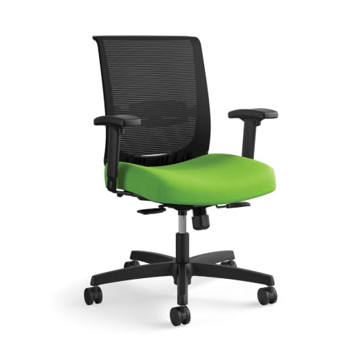 Image of HON Convergence Ergonomic Office Chair with Mesh Back, Adjustable Arms, Lumbar Support, Synchro‑Tilt Desk Chair with Wheels for Home Office or Computer Use, Black Frame, Pear