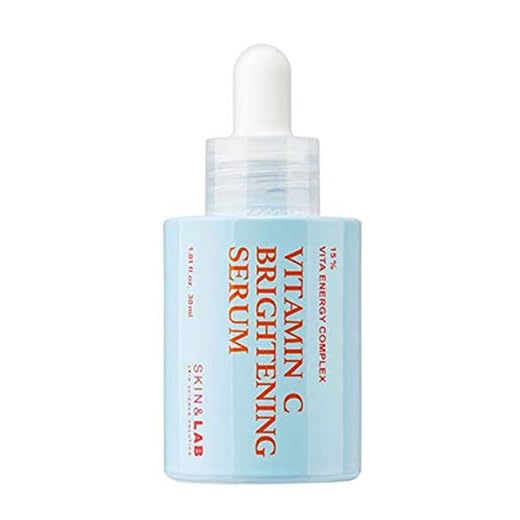 SKIN & LAB Vitamin C Serum with Hyaluronic Acid and Panthenol, Skin Brightening Serum for All Skin Types, Cruelty Free, Fragrance Free, 1.01 fl oz.