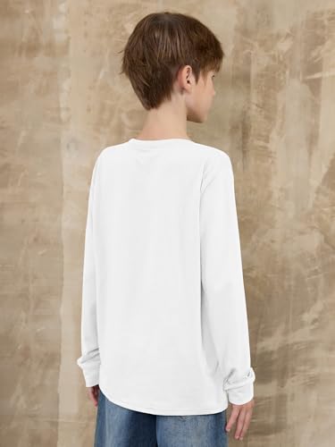 ZDC Boys Long Sleeve Shirts Kids Crewneck T Shirts Fall Tops Casual Basic Tees Clothes 5-14 Years3