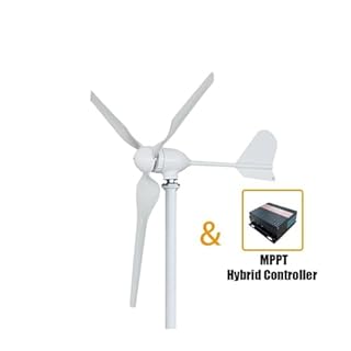 Wind Turbine Generator, Horizontal Wind Generator 2000W Turbine MPPT Controller 12v 24V 48V Low Noise Medium Windmill Household Small for Marine, RV, Home(Turbine Only,12V)