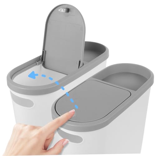 Caneca de basura rectangular blanca con tapa para baño miniatura 3