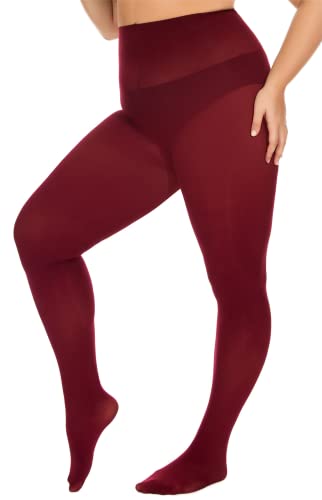 Image of DUCMODA Plus Size Tights for Women, Ultra Soft Solid Color Semi-Opaque Pantyhose, Nylon High Waist Stockings 1X 2X 3X 4X